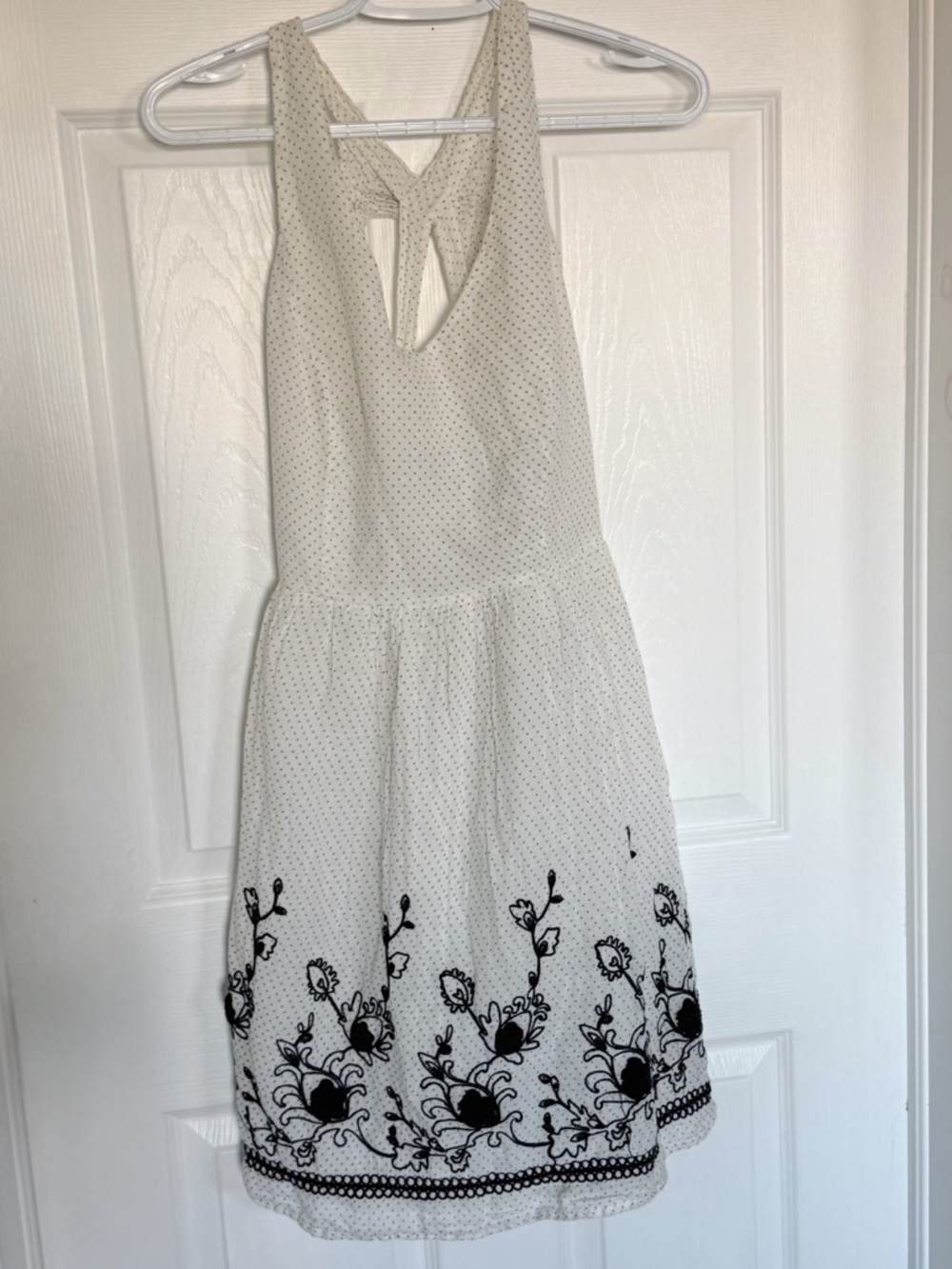 tea n rose White Midi Dress with Black Floral Border